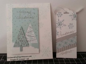 October Sunday snowflake and tree card tag