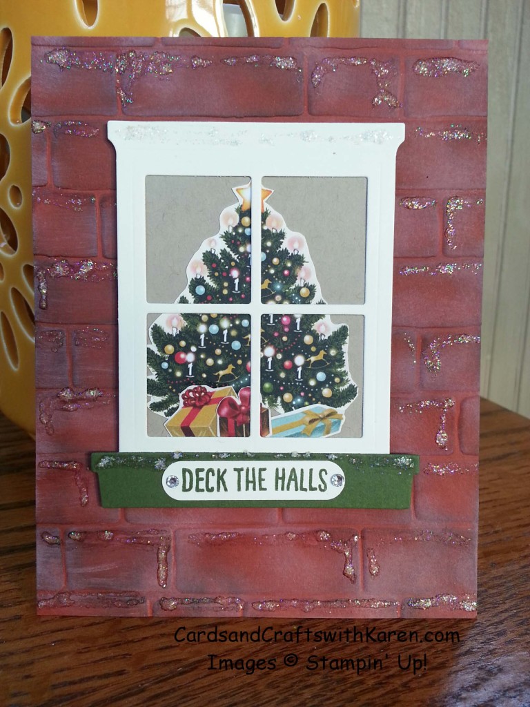 Holiday window card with tree