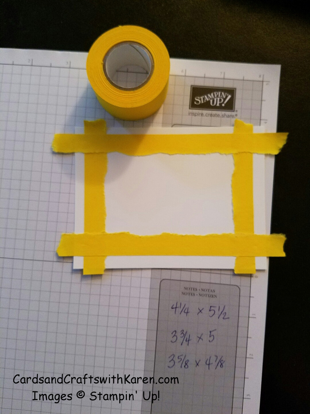 Masking tape template Cards and Crafts with Karen